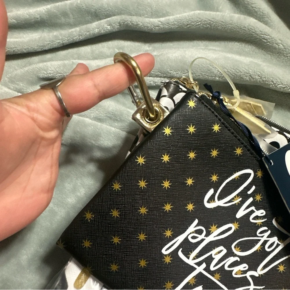 Dabney Lee Black Cosmetic Pouch with Gold Star Accents